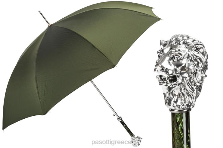 ομπρέλα | PASOTTI 478 6768-6 w37pv - πράσινη ομπρέλα ασημί λαβή λιονταριού 2N6B879 άνδρες